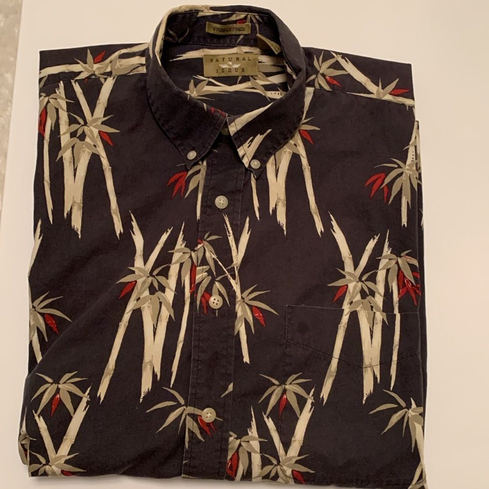 Natural Issue Men’s Tropical Print Shirt Cotton Short Sleeve Pocket Size L